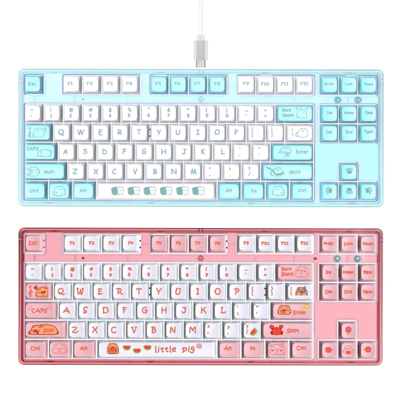

87Key Mechanical Gaming Keyboard Stylish Wire USB Mechanical Keyboards Removable Switches User-friendly Designs