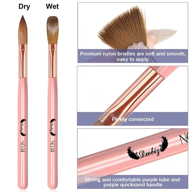 3pcs Kolinsky Acrylic Nail Brush Good Quality Nail Art Mink Brush Wood Handle Gel Builder Manicure Brush Drawing Tools 4