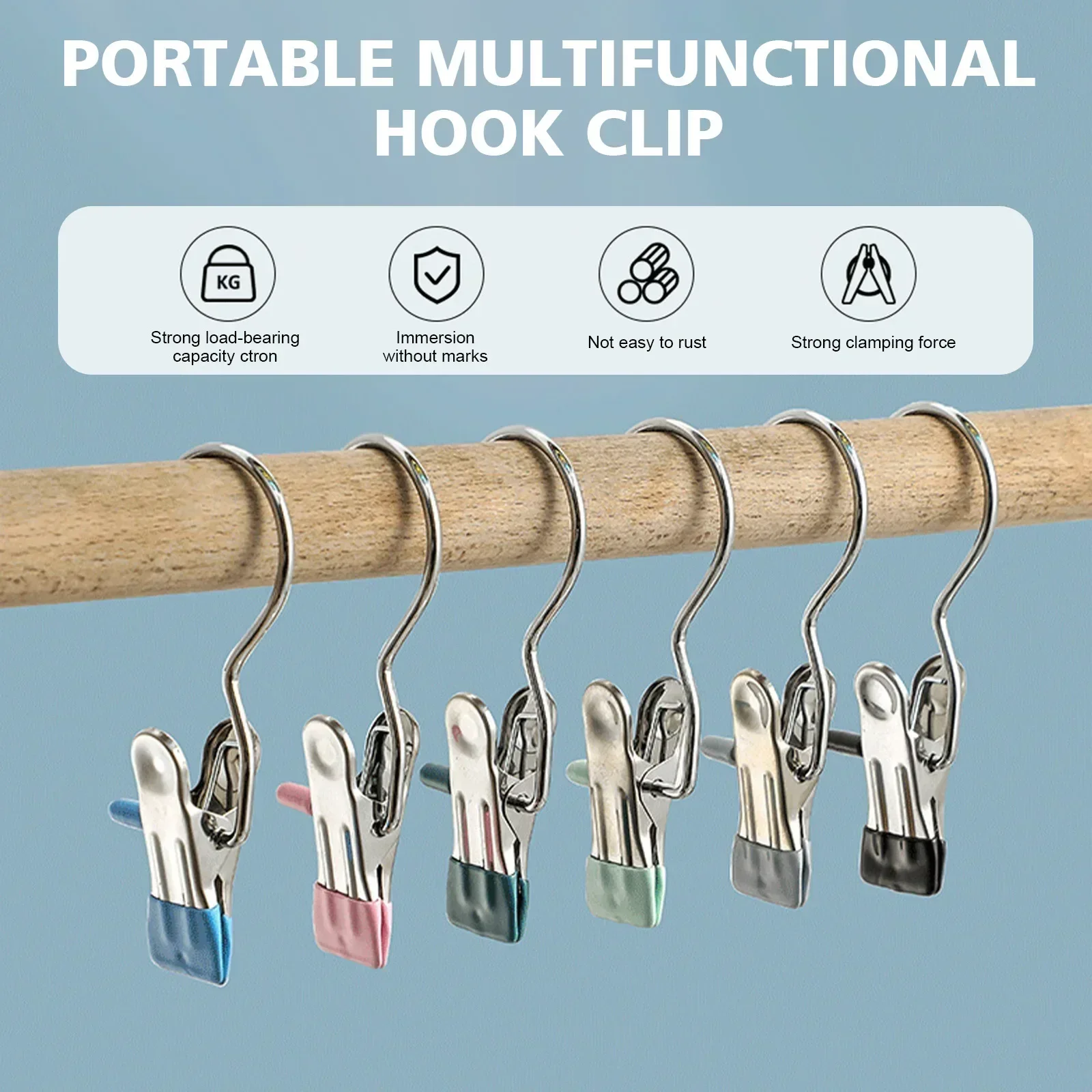 Clothespins attached to laundry rack