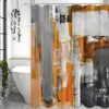 Gray and Orange Abstract Trash Art Oil Painting Shower Curtain, Bathroom Decorative Shower Curtain, Waterproof Shower Curtain wi 1