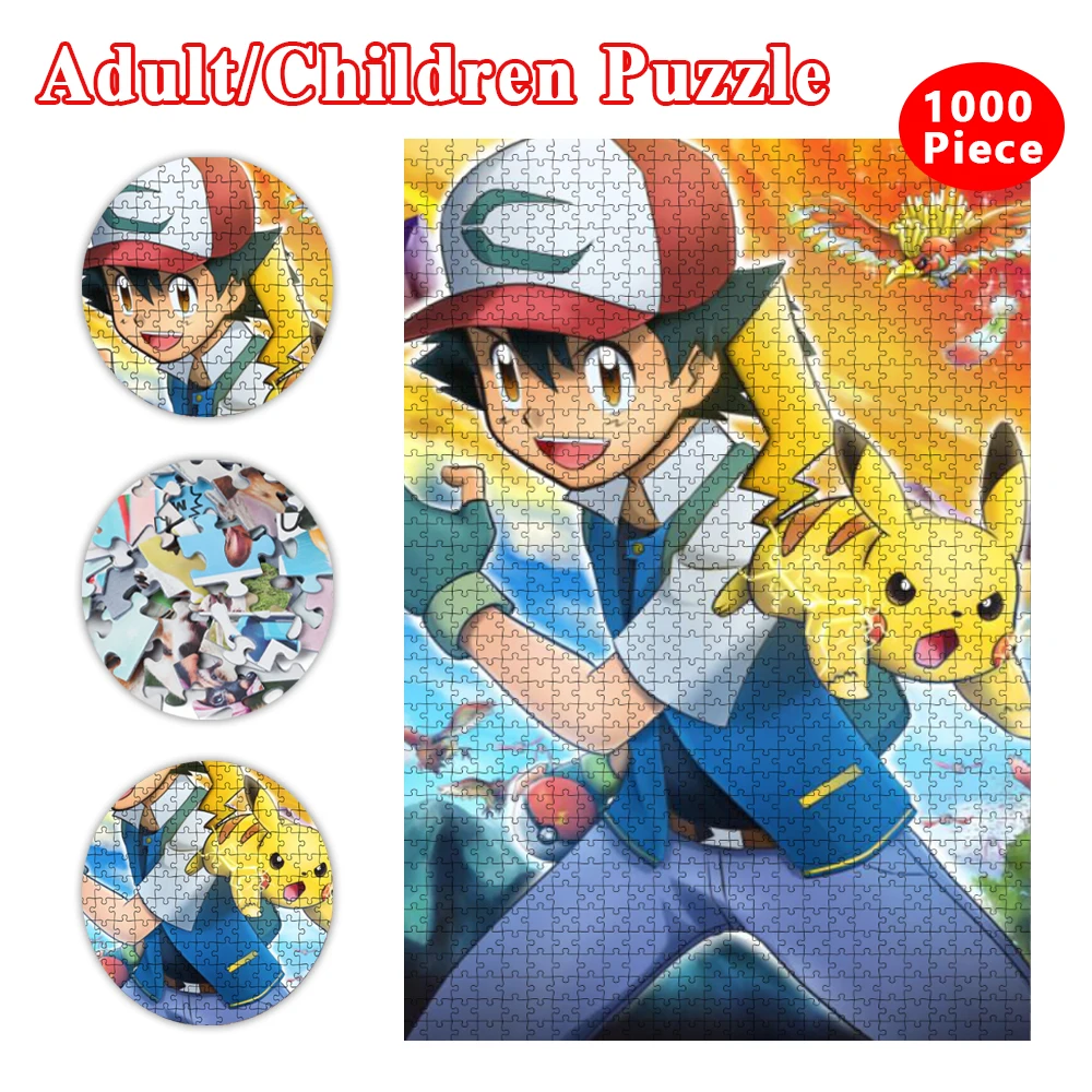 

Pikachu Puzzles for Adults Children 1000 Pieces Jigsaw Puzzle Decompression Assembling Picture Puzzles Toys for Children Gifts
