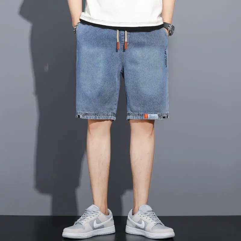 Summer Men's Thin Denim Shorts Fashion Beach Loose Fitting Casual Handsome Cropped Pants Versatile Straight Leg Capris
