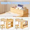 Art Table and Chair Set for Kids with Paper Roll Holder, Storage Shelves, Side Tray, Organizer Caddy, and 2 Stools, Ideal for Ag