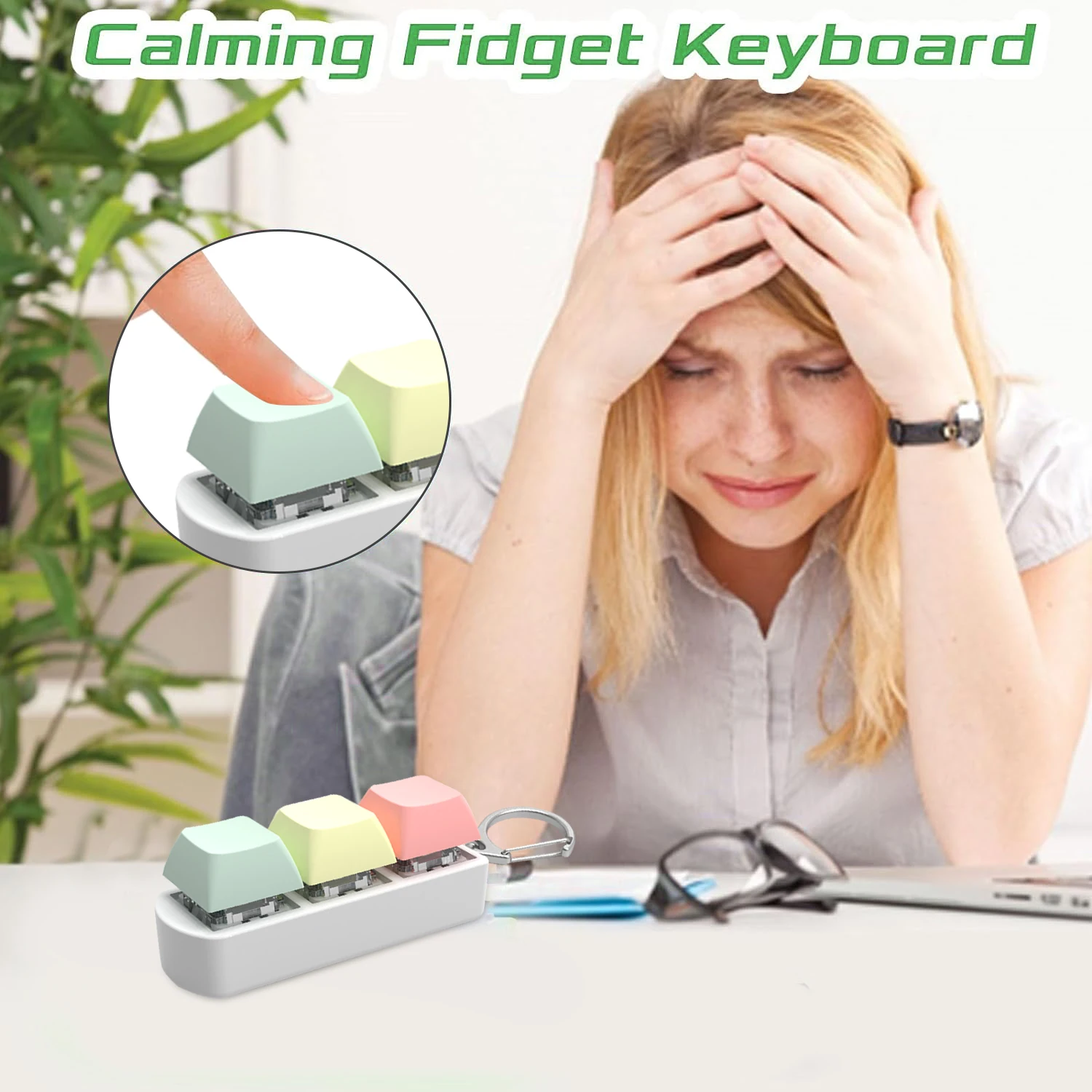 3 Keys Keycaps Keychain Sensory Fidget Anti Stress Toys