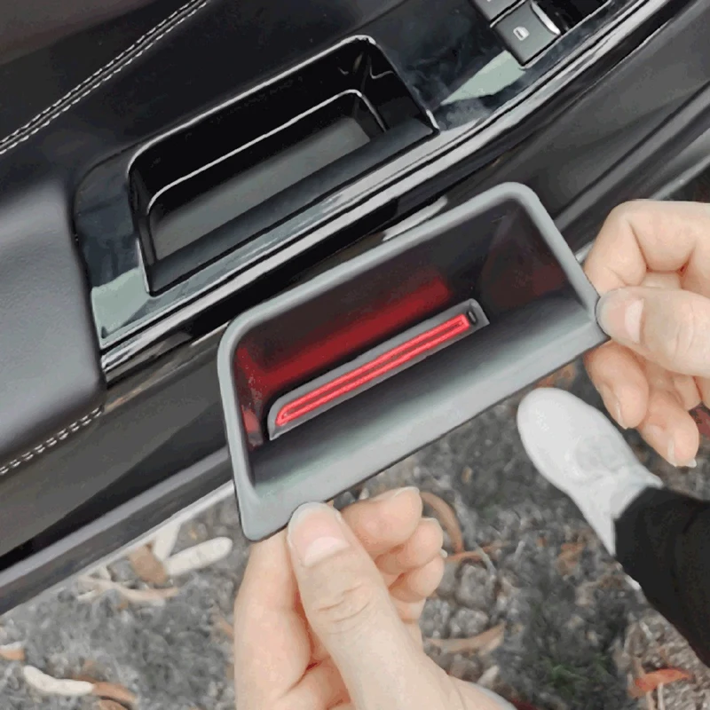 4X Door Side Storage Box for Ford Explorer Front Rear Row Door Storage Pockets Armrest Insert Glove Pallet Red