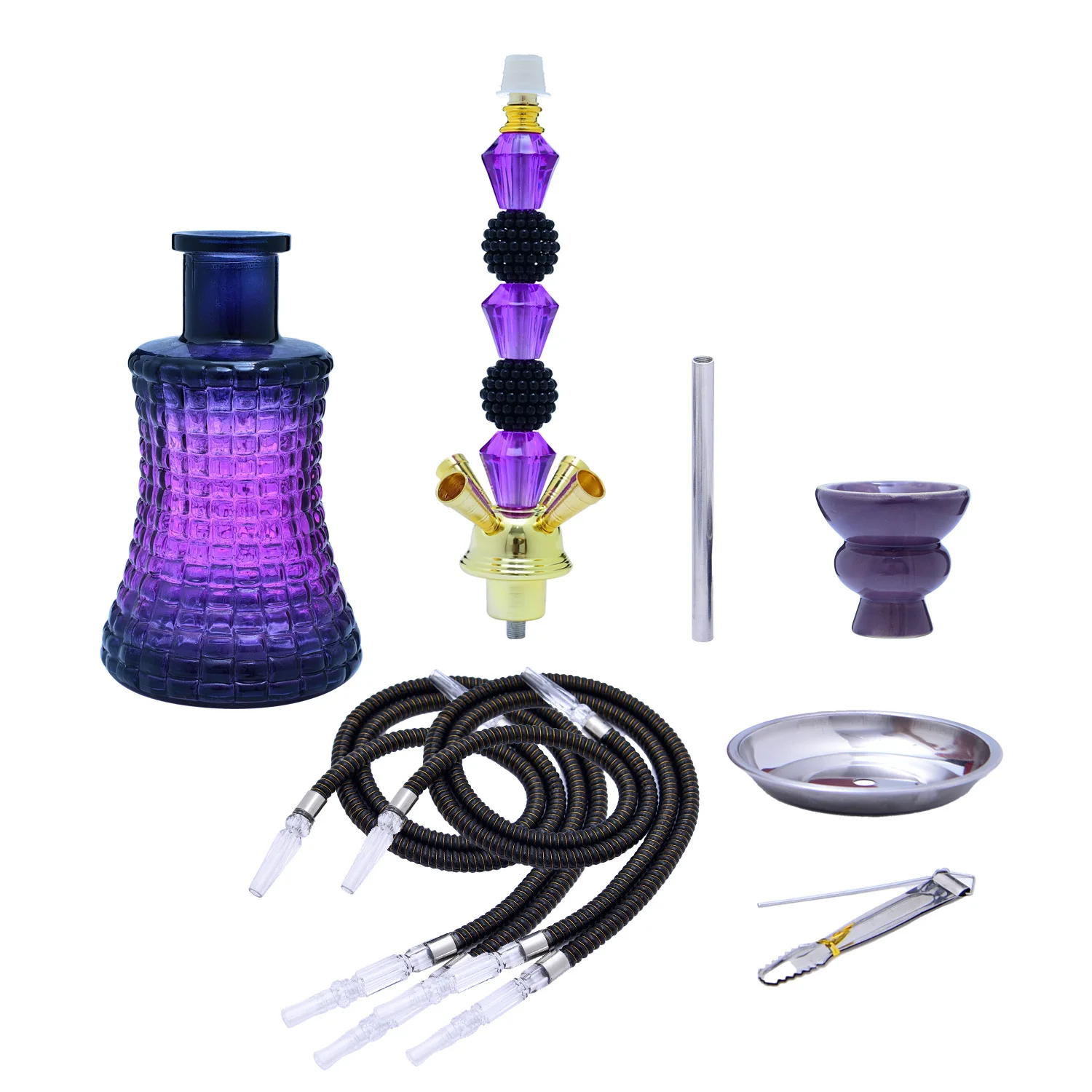 4 Hoses Glass Hookah for Smoking Shisha Pipe Narguile Complete Set Cachimba Chicha Pipa Nargile Accessories Bar Club Party