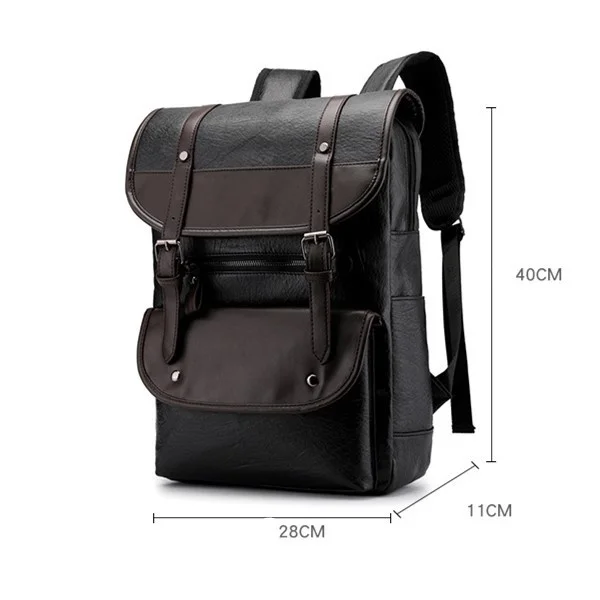 Men Backpack Bag Fashion Knapsack Casual PU Leather Travel Backpack