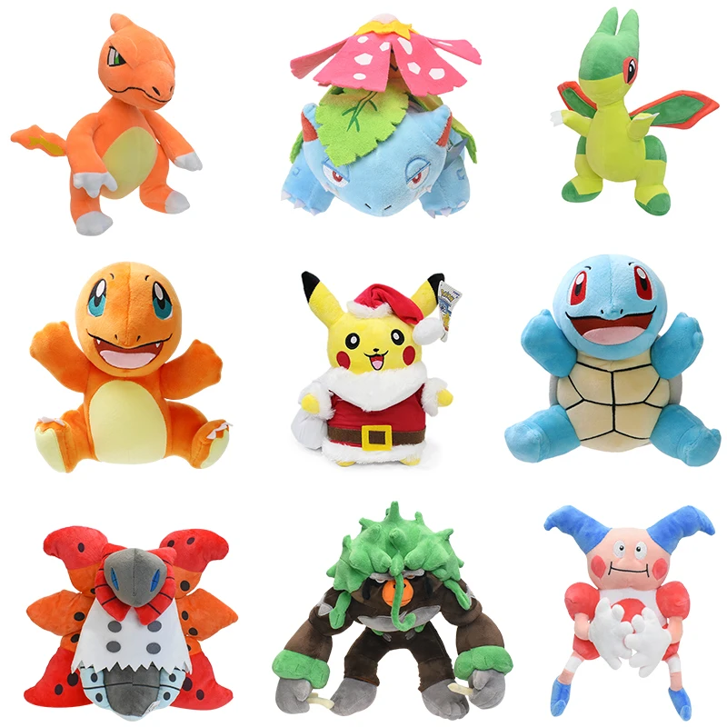 Pikachu Pokemon Push Toys Charmeleon Flygon Stuffed Doll Volcarona Mr.Mime Pocket Monster Cartoon Anime Doll Hot Christmas Gifts cartoon little yellow man lanyard push card holder for suitable flat cards such as school office exhibition lanyard card gifts