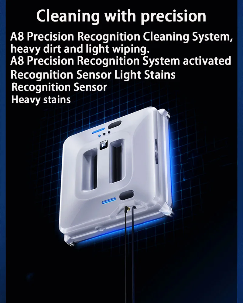 2800Pa Window Cleaner Robot Large Suction Smart Water Spray Window Washer Robot Multiple Cleaning Modes Household Clean Glass 4