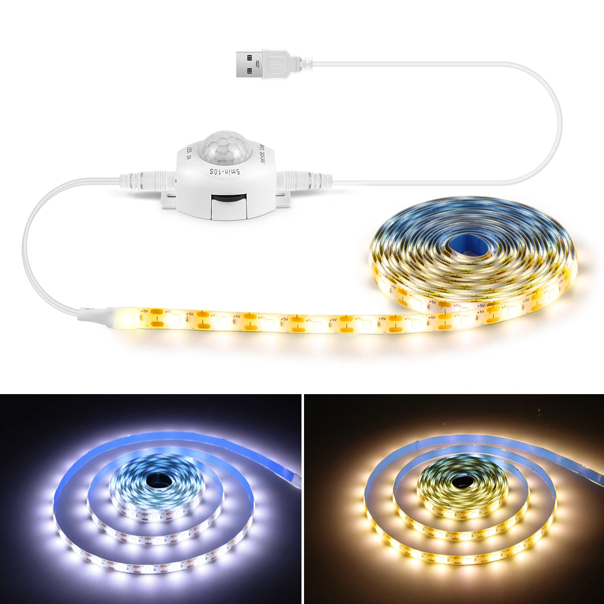 USB Led Waterproof Wireless PIR Motion Sensor LED Strip light 5V Auto on/off Stair Wardrobe Closet kitchen LED Light lamp 1M- 3M