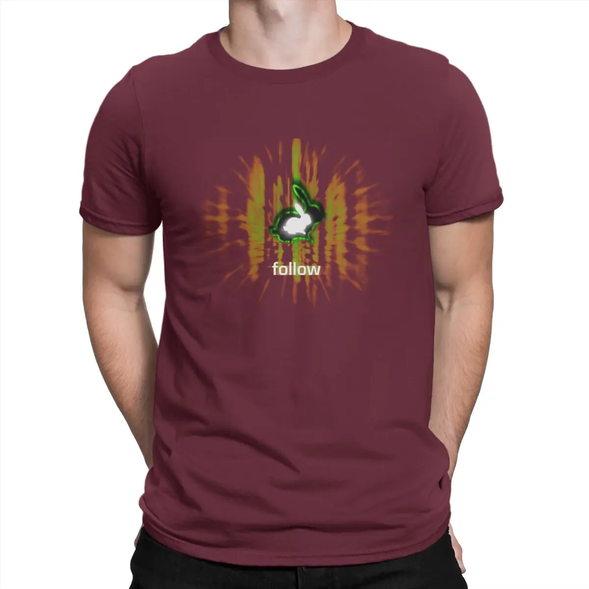thumbnail image 1 of Camiseta de conejo blanco para hombre, The Matrix, de algodón puro, divertida, de manga corta y cuello redondo, para verano., 1 of 7