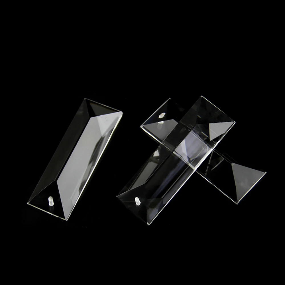 Chandelier Crystal Drops Trimming Triangle 1 Piece Crystal Clear Prism In 1 Hole/2 Holes Glass Chandeliers Pendants Parts Glass Lamp Drop Pendants