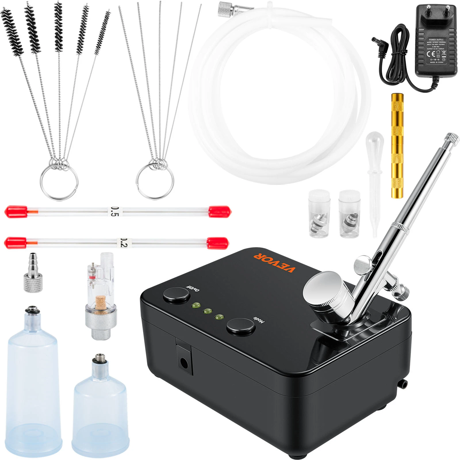 SucceBuy Dual-Action AirbrushKit with 30PSI High-Pressure Auto Start/Stop Control Compressor for Cake Painting Nail Makeup Model