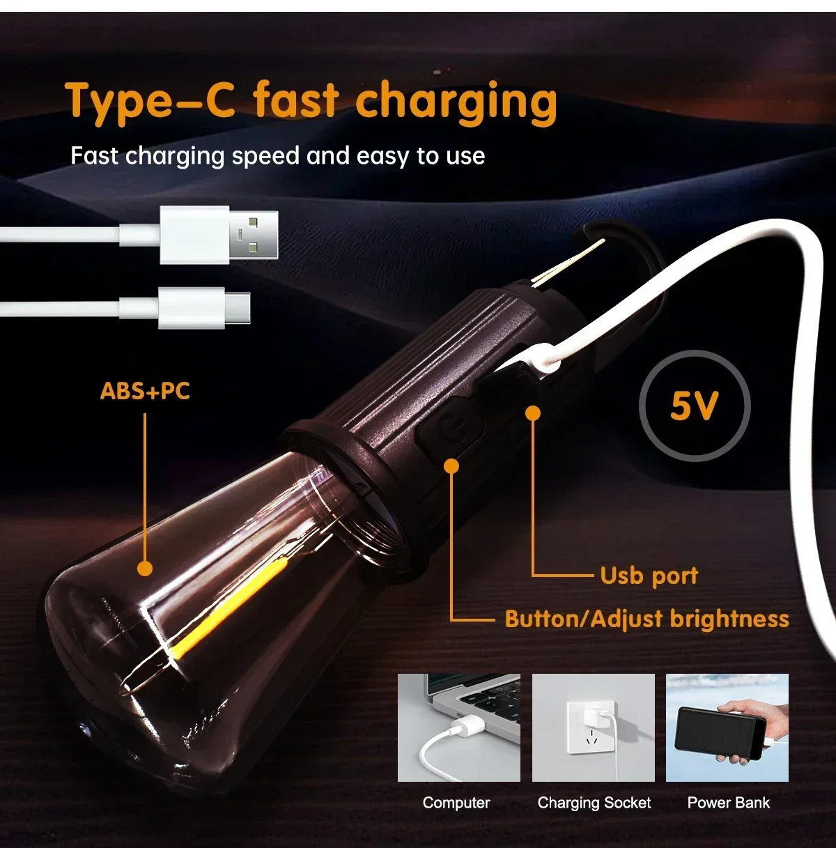 Outdoor USB Rechargeable LED Emergency Light Portable Camping Lantern