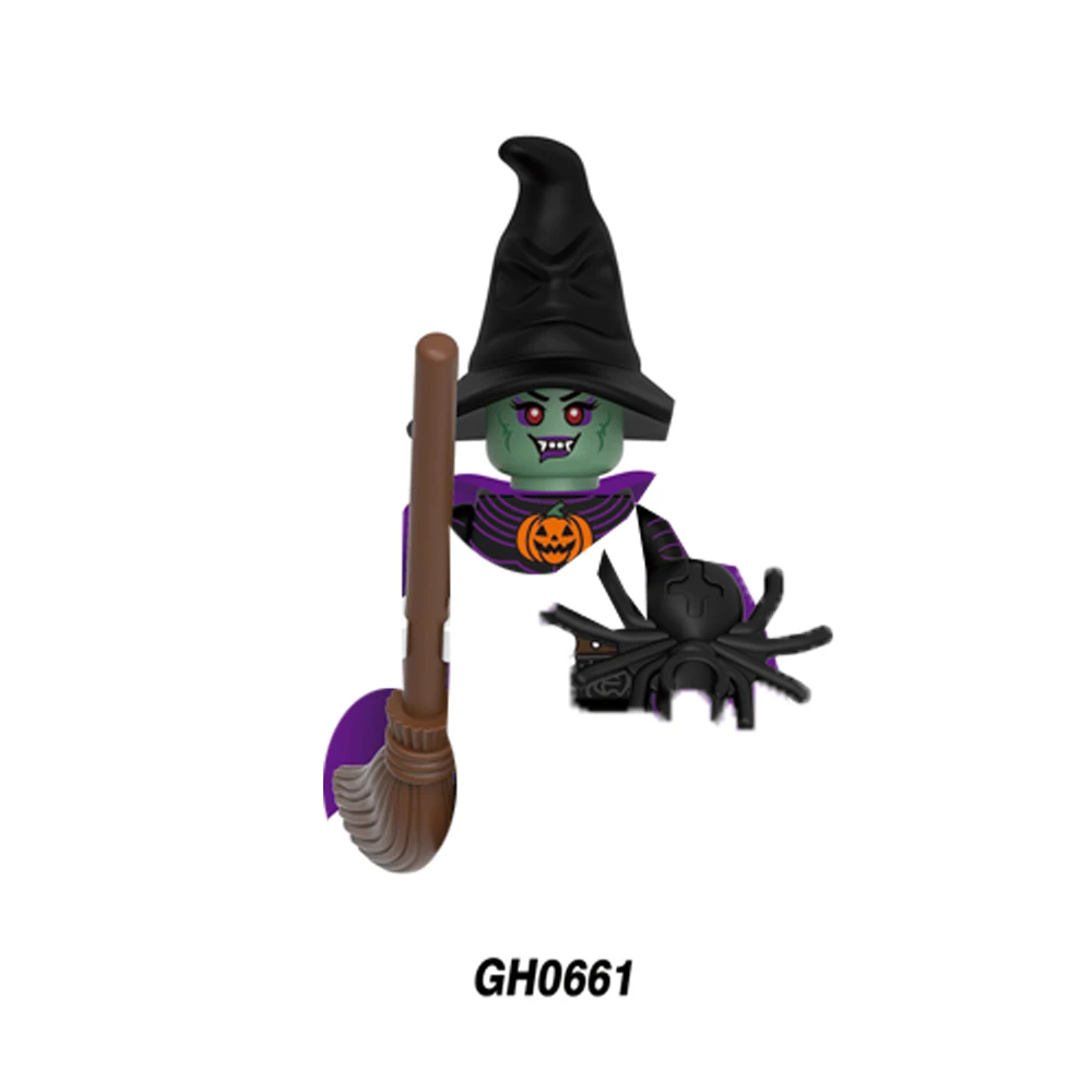 할로윈 공포 피규어 미니 빌딩 블록 세트, 호박 마녀 뱀파이어 좀비 장난감, 어린이 및 성인을 위한 수집용 선물