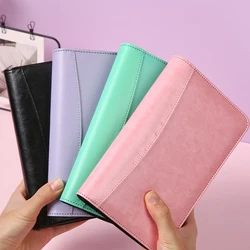 Portable Leather A6 Binder Budget Planner Notebook Pockets Zipper Bags Caculator 6 Hole Binder Covers Folder for School Office