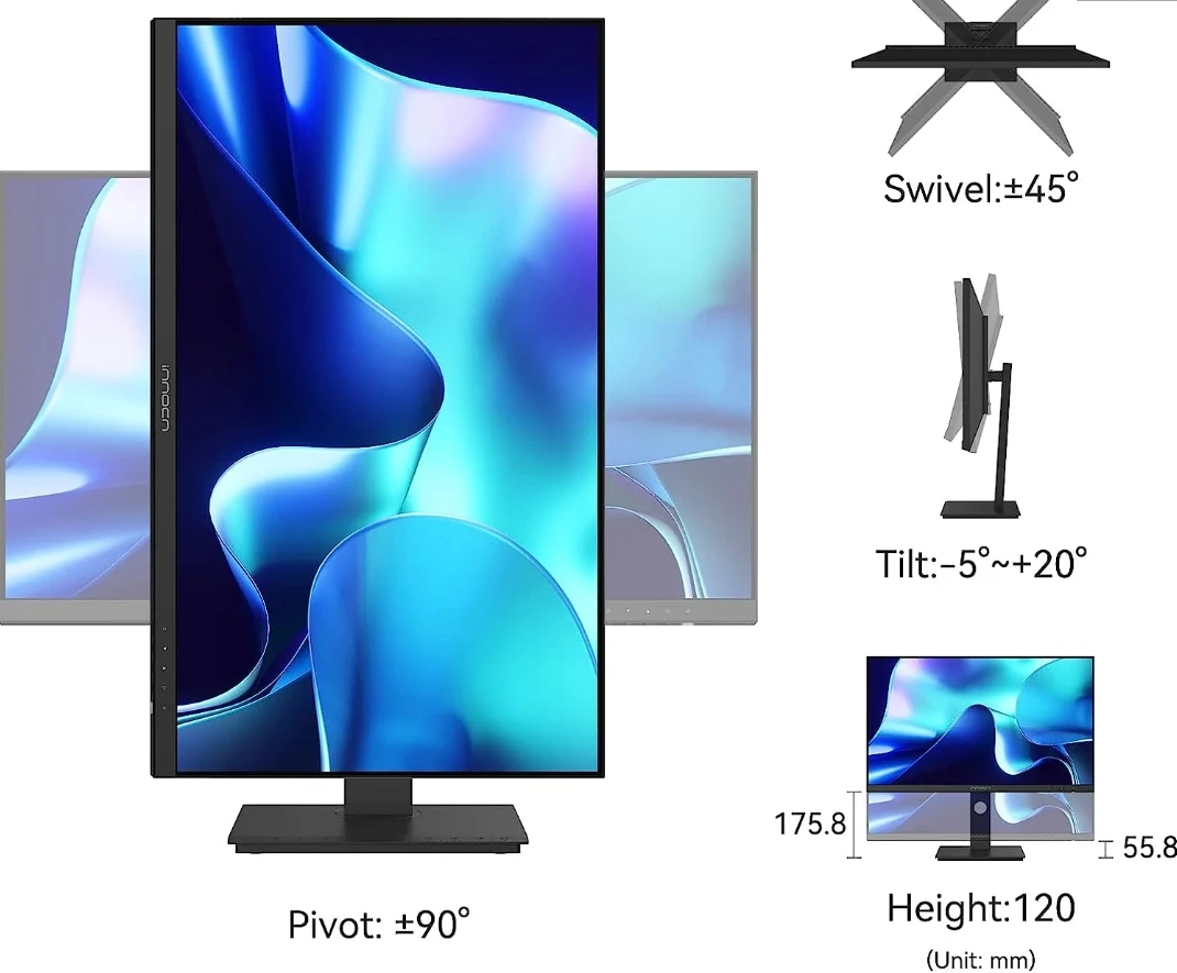 INNOCN 27 인치 IPS 스크린, HDMI, DP, C타입, 65W, 스피커, HDR400, 4K 모니터, 60Hz, 3840x2160 DCP3 디스플레이, 27C1U-D