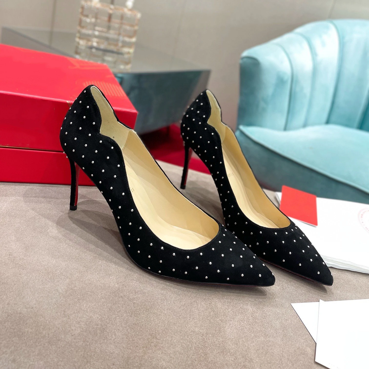 Top Quality Womens High Heels Luxury Fashion Ladies Crystal Glisten Red