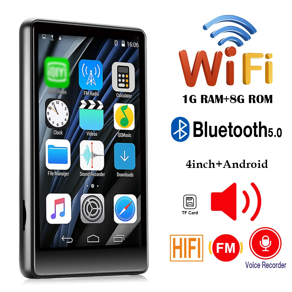 Portatile WiFi Bluetooth MP4 lettore MP3 4.0 pollici Full Touch Screen HiFi  Sound lettore musicale Mp3 FM/registratore/navigatore/supporto 128GB| | -  AliExpress