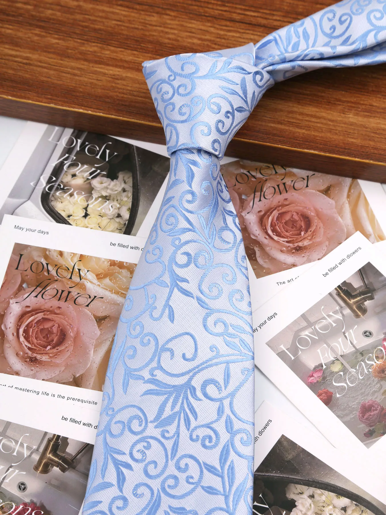 Krawatte Gravatas Mode Jacquard gewebt 8 cm Krawatte Hochzeit Accessoires blau Mann Streifen Blume Party Büro Krawatten Outfit – Detail 16