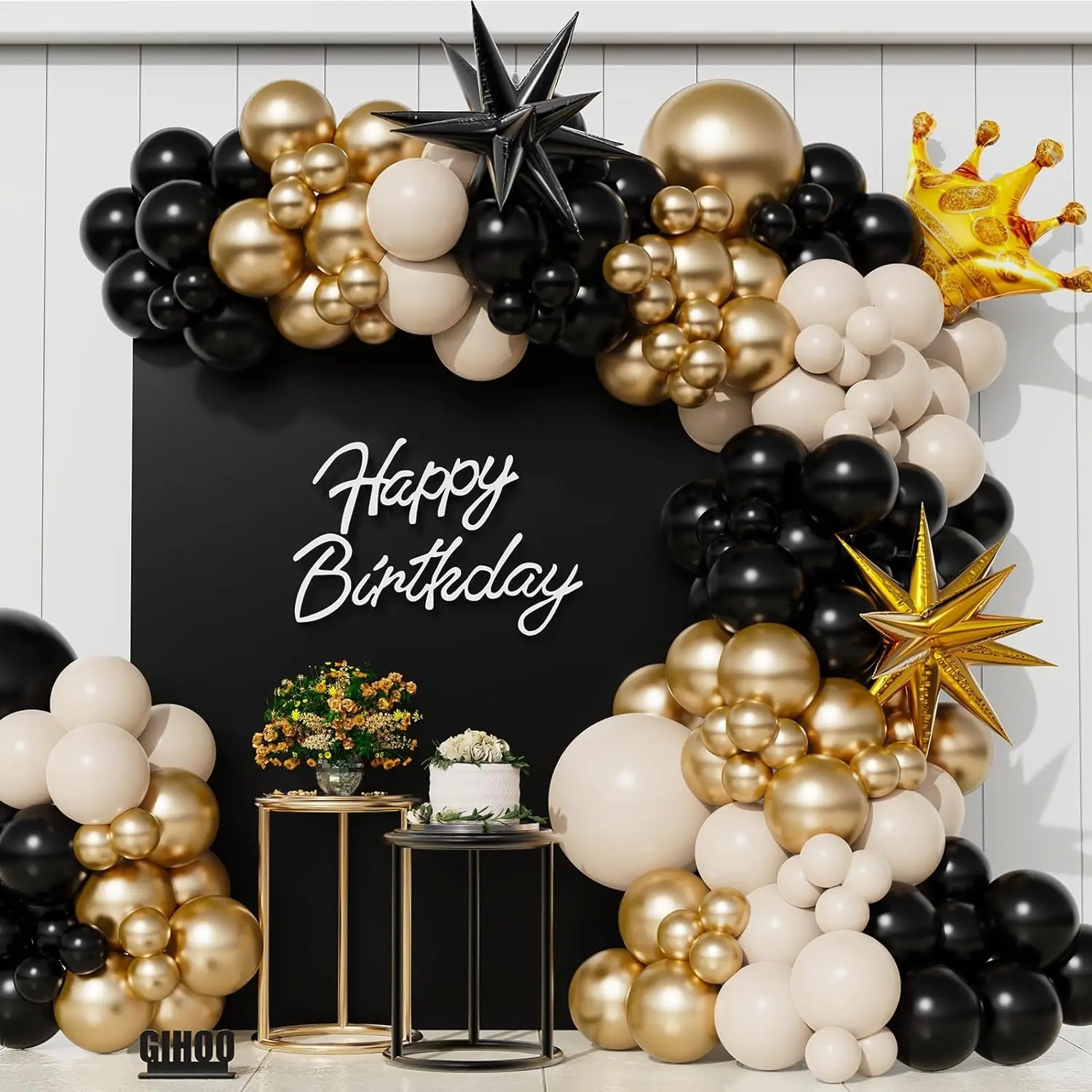 

Beautiful Black and Gold Boho Balloon Arch Kit for Baby Shower Birthday Anniversary Graduation New Years Party Decorations