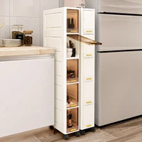 20cm Slim Storage Cabinet, 3/4/5-Tier Narrow Rolling Organizer with Wheels, Space-Saving Shelf  White Multi-Purpose Storage 4