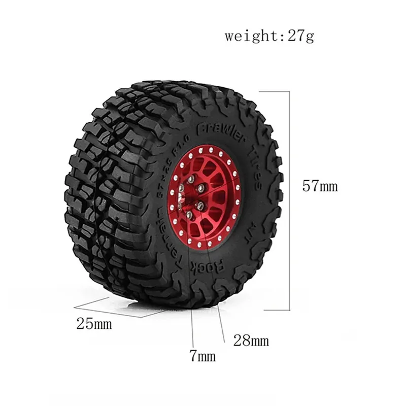 RC Car Wheels 4PCS TRX4M 1 Inch Metal Wheels with Tires Upgrade Set For 1/18 RC Crawler