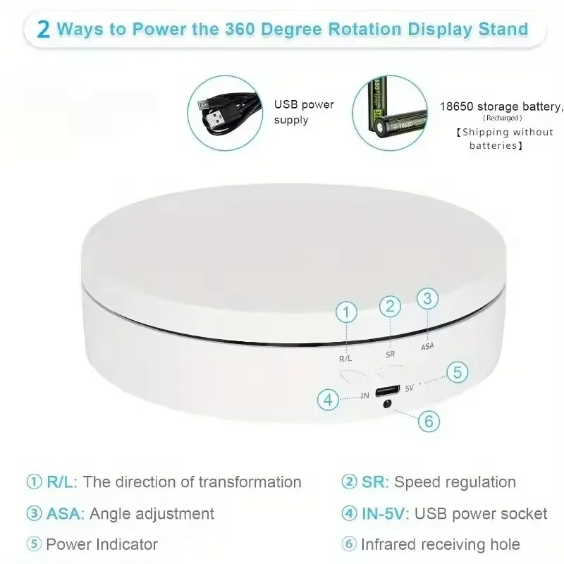 USB-Powered Motorized Display Stand with Adjustable 360° Rotation for Photography and Videography