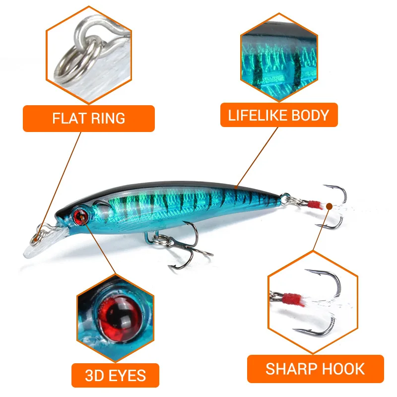 New 1Pc Fishing Lure 9cm 7.2g Jerkbait 2 Hook VIB Floating Lure Hard Bait Crankbait Wobbler Fishing for Perch Bass