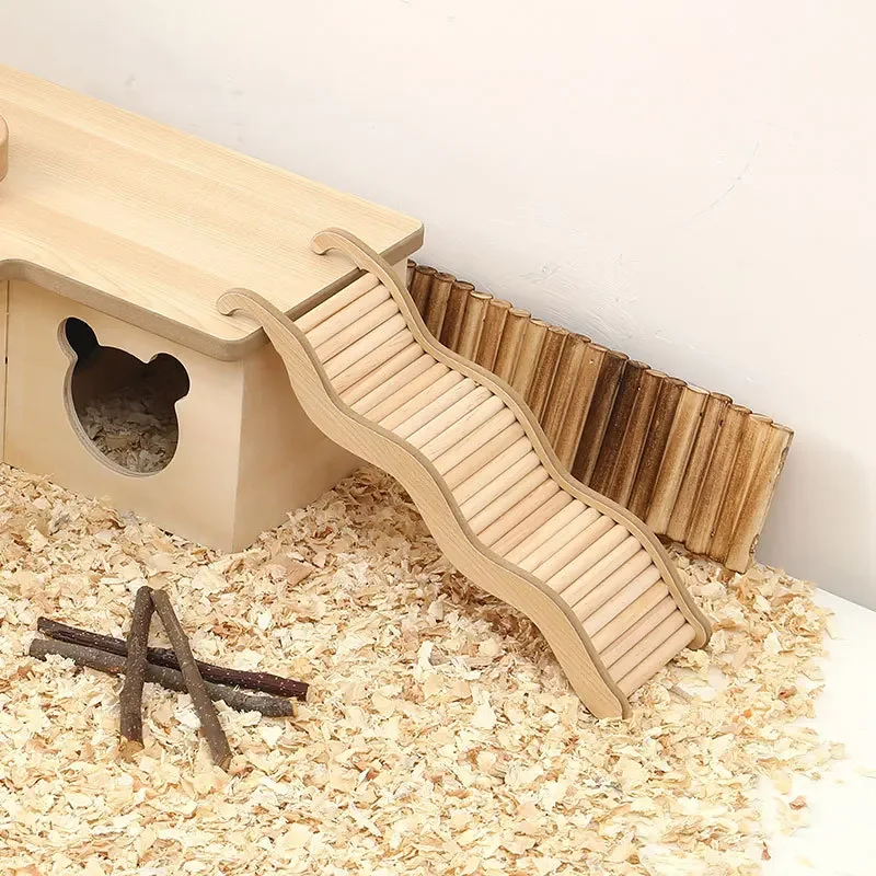 Hamster Toy Wooden Wave Staircase Pet Supplies Eco-Friendly Fun for Small Animals