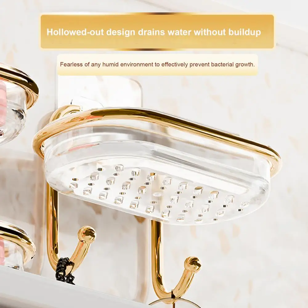 Description Picture 4 of itemAdhesive Wall Mount Soap Holder Drilling-free Soap Dish With Efficient Drainage Soap Saver For Home Bathroom shower Soap Tray