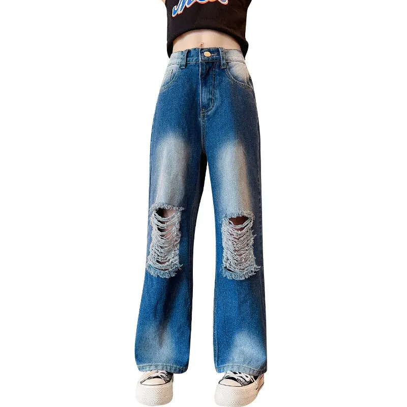 

Fashion Children Denim Trousers Teenager Ripped Jeans Kids Hole Pants Casual Kids Clothes For 2023 Summer Hot Deals Korea Jeans