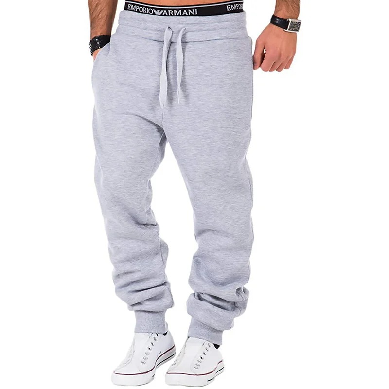 

Spring Autumn Casual Sport Pants for Men Gym Workout Joggers Sweatpants Solid Color Slim Straight Trousers Drawstring Sportswear