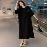Robe T-shirt à manches courtes pour femmes, ample, mi-longue, au-dessus du genou, nouvelle collection été 4