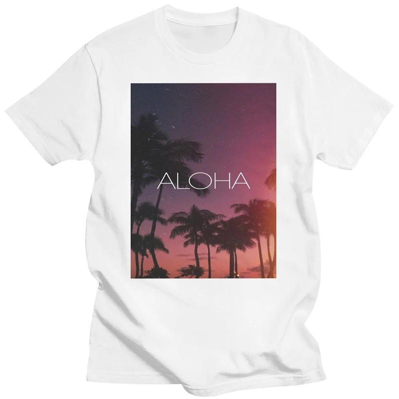 Aloha Night Palms T-Shirt Summer Chill Holiday Tee Skater Indie Los Angeles