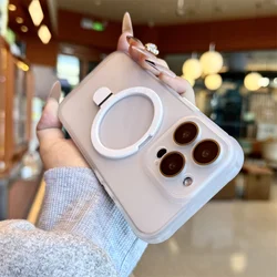 Luxury Matte Translucent Magnetic Ring Stand Phone Case with Lens Protection and Shockproof Design - iPhone 12 Pro (White)
