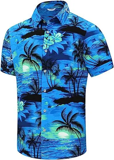 

Men Shirt Summer Casual Slim Fit Short Sleeve Hawaii Shirt Quick Dry Printed Beach Camisas Male Top Blouse Hawaiian Shirt Men