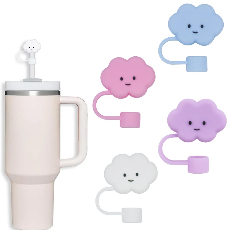 Silicone Straw Covers 1pcs Cloud Silicone Straw Covers For Stanley Cup Cute Silicone Cloud Shape Drinking Dust Cap Straw Tips Cover Cup Accessories