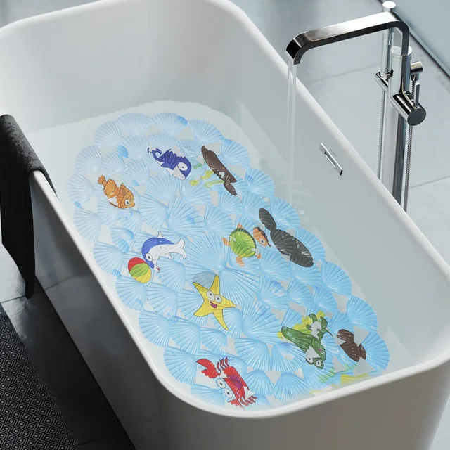 Tapis de bain antidérapant en PVC, 38x68cm, dessin animé mignon, pour douche, baignoire, avec ventouse, coussin de Massage doux, pour enfants et personnes âgées 2