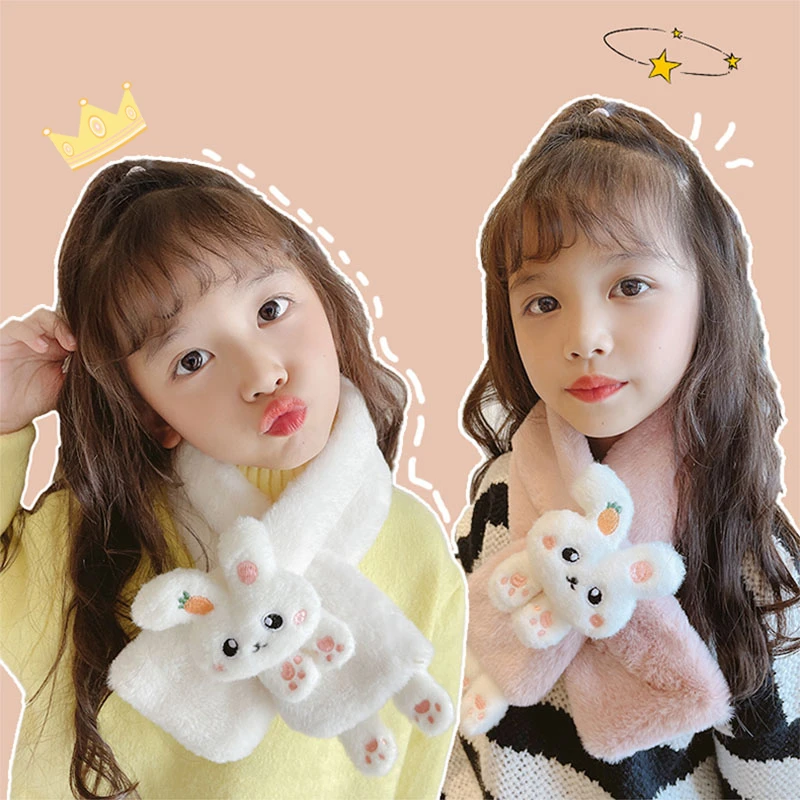 Winter Children Cute Soft Faux Fur Cartoon Carrot Scarf Baby Girls Outdoor Windproof Warm Scarf Boy Kids Plush Thicken children scarf