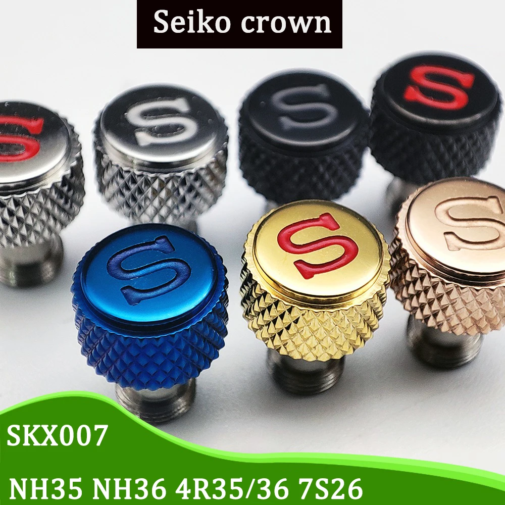 

Stainless Steel Crown With S Logo Suitable For NH35 NH36 4R 7S26 Handle SKX007 Gauge Outfit