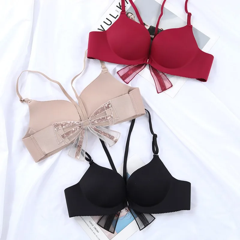 

Sexy Butterfly back Lingerie Wireless Women Bra Seamless Front Closure 3/4 Cup Youth Girl Bralette Push Up Underwear