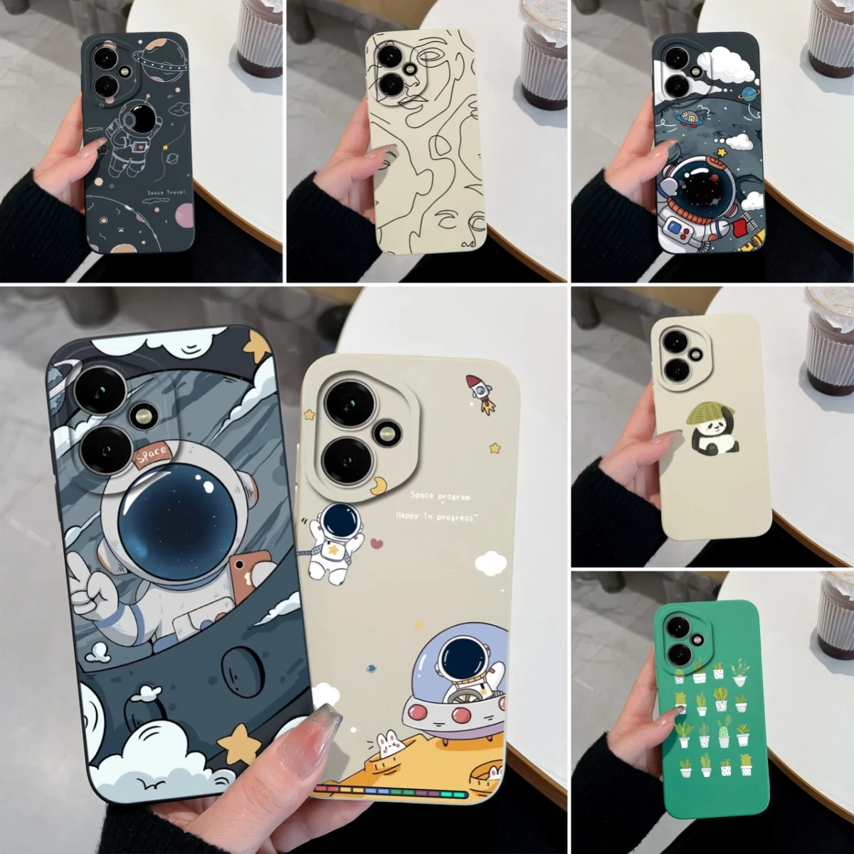 Astronaut-Themed Liquid Silicone Anti-Slip Phone Case