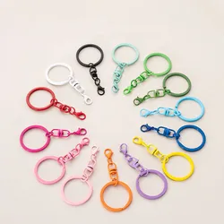 10pcs Candy Color Keyring Lobster Clasp Hook With Rotating Buckle For Diy Jewelry Making Keychain Connector Key Ring Accessories