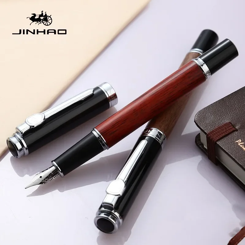 Jinhao 8802 나무 만년필, EF/F/M 펜촉, 고급스럽고 우아한 잉크 펜, 캘리그라피 펜, 학교 사무실 필기구 용품