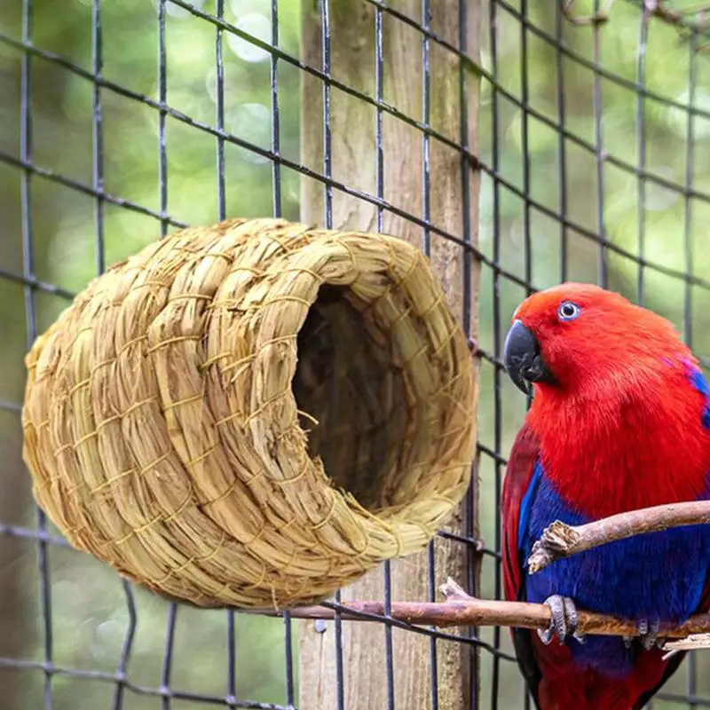 

Воздухопроницаемая клетка-гнездо для птиц, клетка для попугаев, клетка из чистого натурального материала, клетка для дома