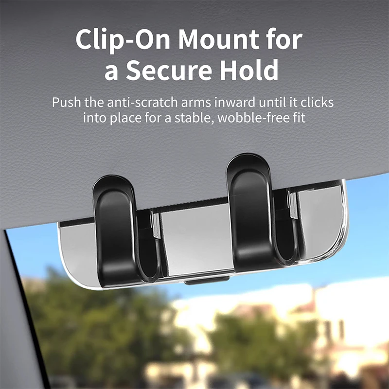 Universal clip-on car sunglasses holder sun visor eyeglass case soft-lined anti-scratch durable ABS fits all vehicles
