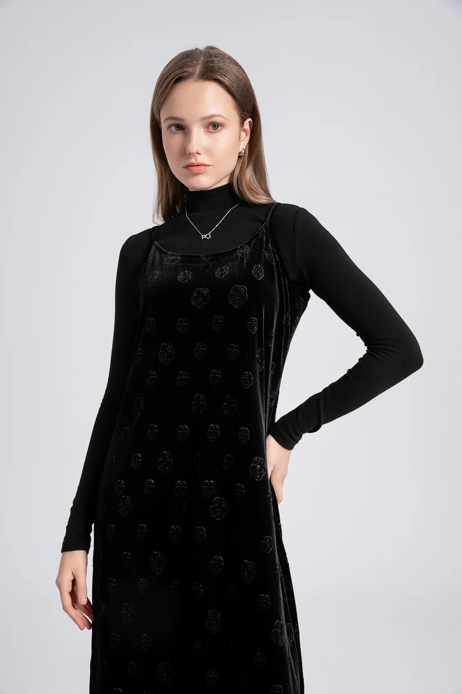 Velvet Womens Dress Set - Adjustable Strap Dress Basic Tops  Cardigan
