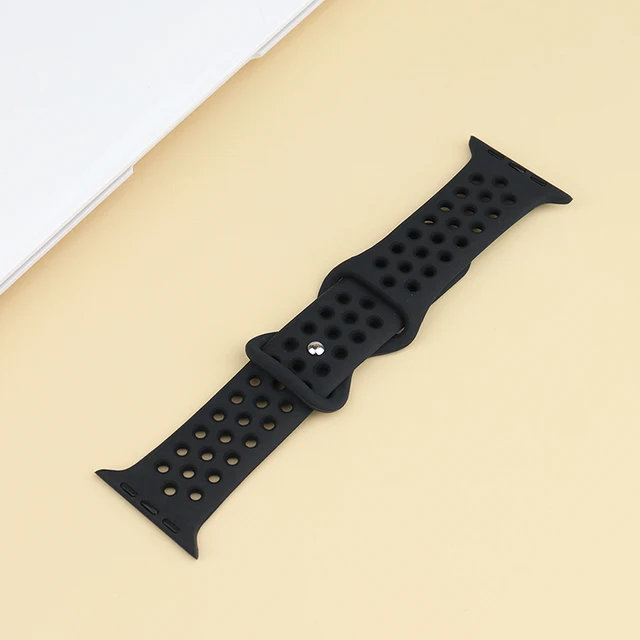 Silicone Strap For Apple Watch Band 44mm 40mm 42mm 38mm 44 mm watchband Breathable bracelet Apple watch 6 Strap iWatch 7 5 4 se 15 gray black