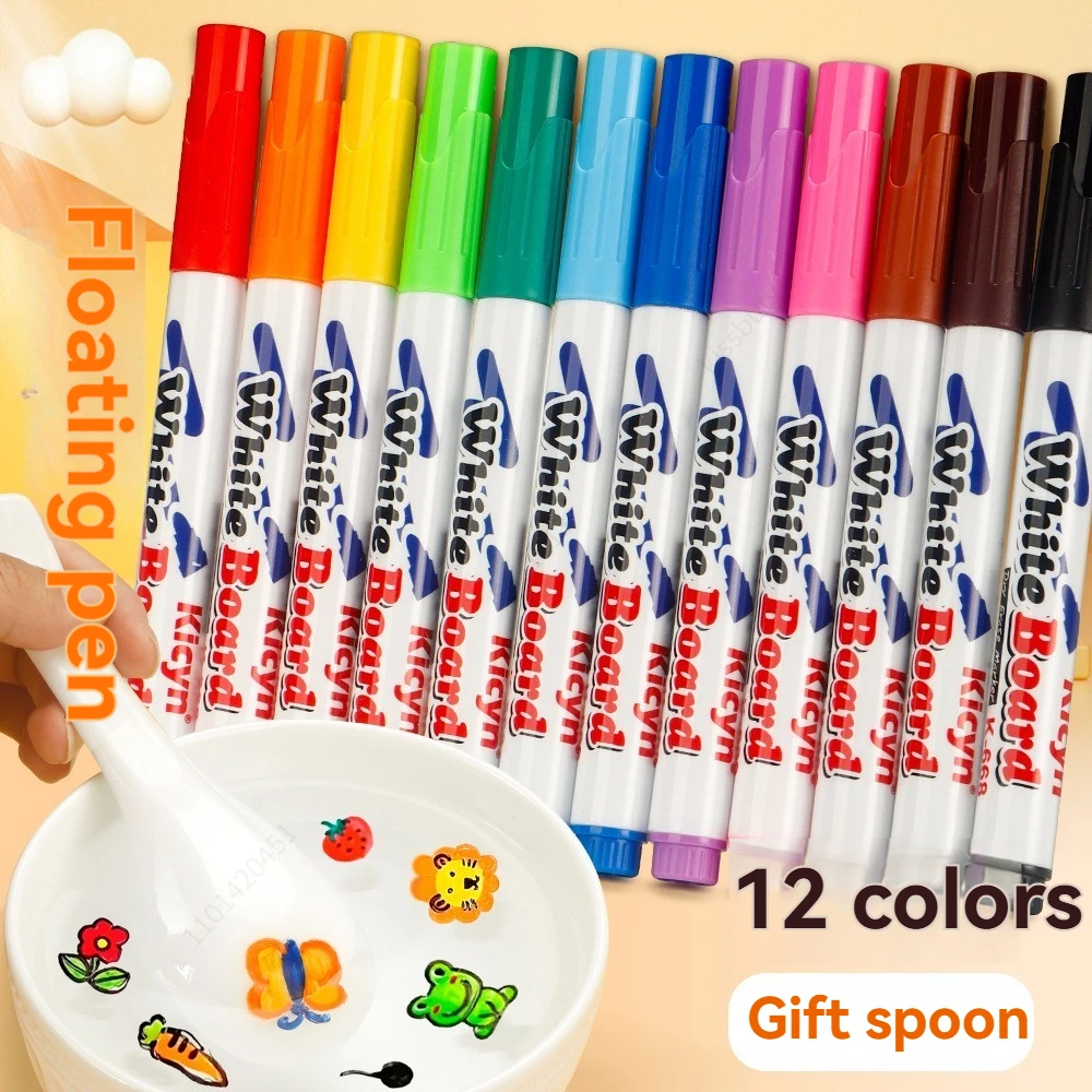 8/12 colori cancellabili pennarello per lavagna pennarello per lavagna gessi didattici per ceramica di vetro penna ad acqua galleggiante magica per ufficio